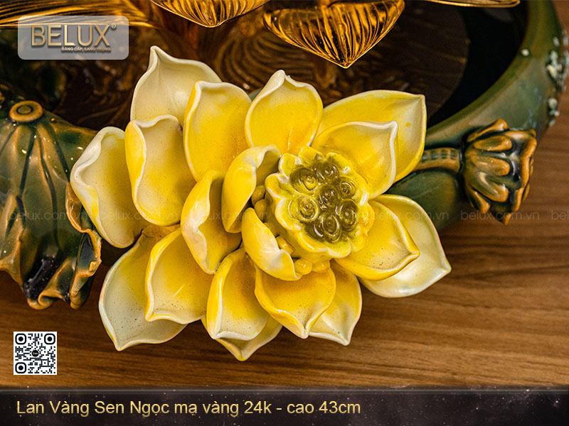 Chậu lan vàng Sen Ngọc mạ vàng 24k - cao 43cm&nbsp;